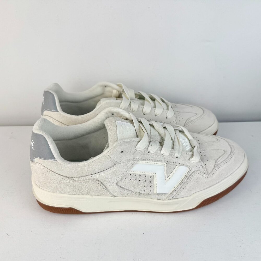 Men's 12 - VANS Upland Egret White Suede Shoe - 721356